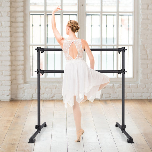 4 Feet Double Ballet Barre Bar with Adjustable Height-Black