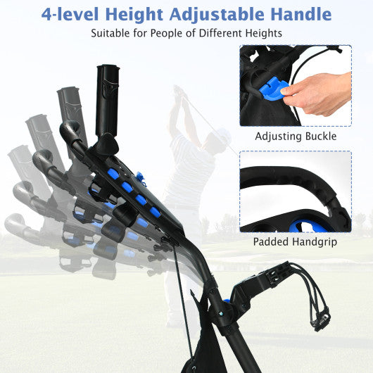 Golf Push Pull Cart with Foot Brake-Blue