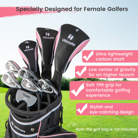 Women's 9 Pieces Complete Golf Club Set-Pink