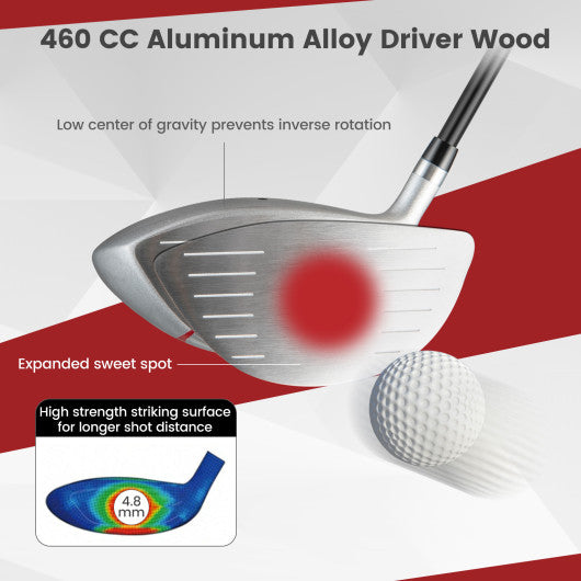 Women's 9 Pieces Complete Golf Club Set-Red