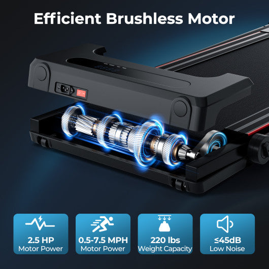 3-in-1 Folding Treadmill with Large Desk and LCD Display-Black