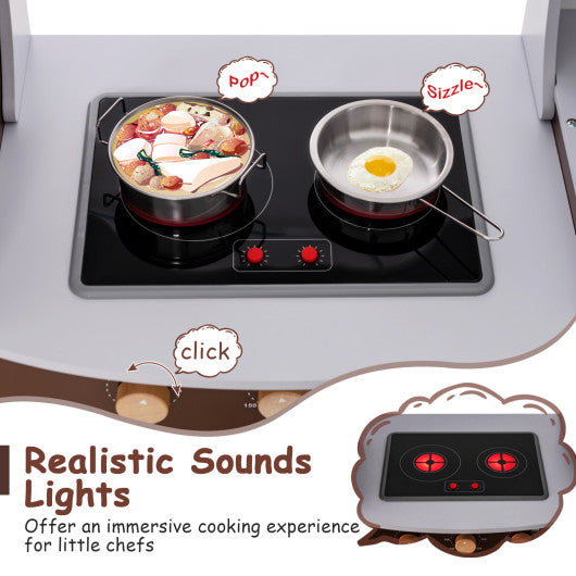 Toddler Kitchen Playset with Ice Maker Microwave Oven Sink and Washing Machine for Kids 3+ Years Old