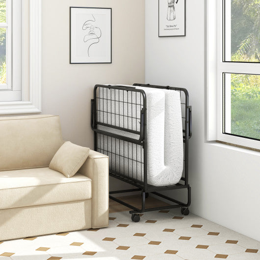 Twin Size Rollaway Guest Folding Bed with Pillow and Cover