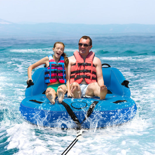 2 Person Water Sport Inflatable Towable Tubes for Boating-Blue