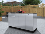 Outdoor Kitchen Stainless-Steel 4 Piece Cabinet Set with 3 Drawer, Grill Cabinet, Performance Grill, and Countertop