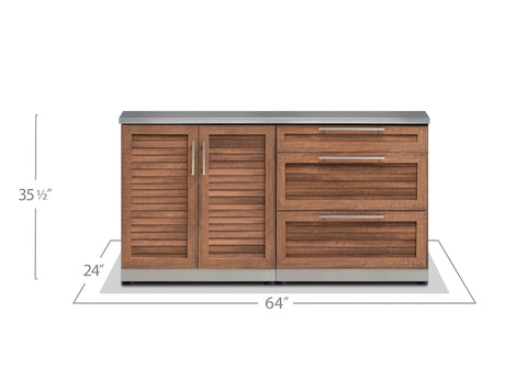 Outdoor Kitchen Stainless Steel 2 Piece Cabinet Set with 3-Drawer Cabinet and 2-Door Cabinet