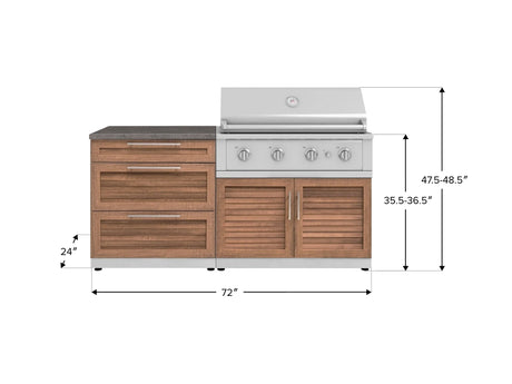 Outdoor Kitchen Stainless-Steel 4 Piece Cabinet Set with 3 Drawer, Grill Cabinet, Performance Grill, and Countertop