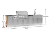 Outdoor Kitchen Signature Series 10 Piece Cabinet Set with 1 Door, Dual Side Burner, 3 Drawer, Sink, Grill and Grill Cabinet