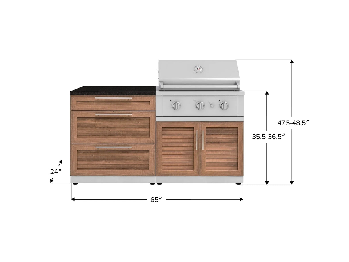 Outdoor Kitchen Stainless-Steel 4 Piece Cabinet Set with 3 Drawer, Grill Cabinet, Performance Grill, and Countertop