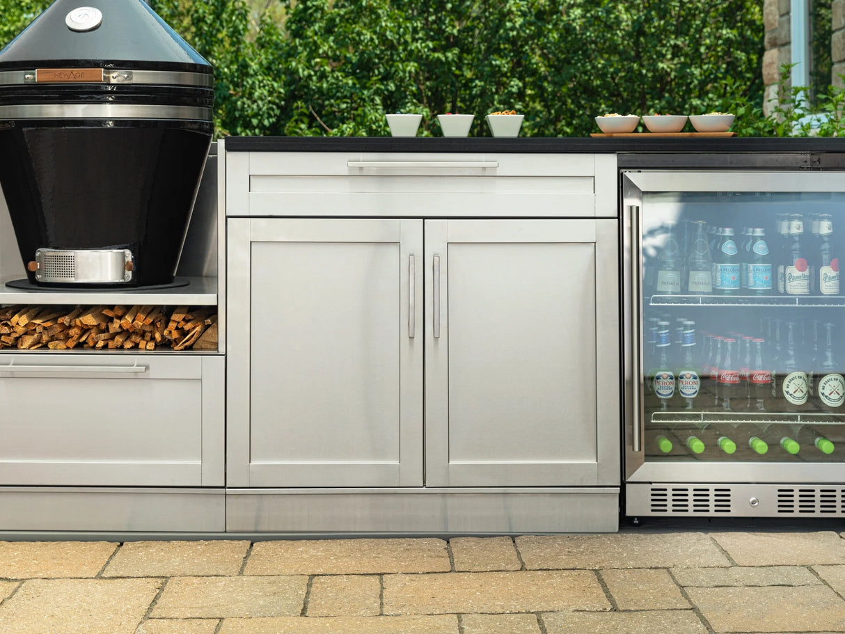 Outdoor Kitchen Signature Series 6 Piece L Shape Cabinet Set with Bar, 2 Door and Grill Cabinet