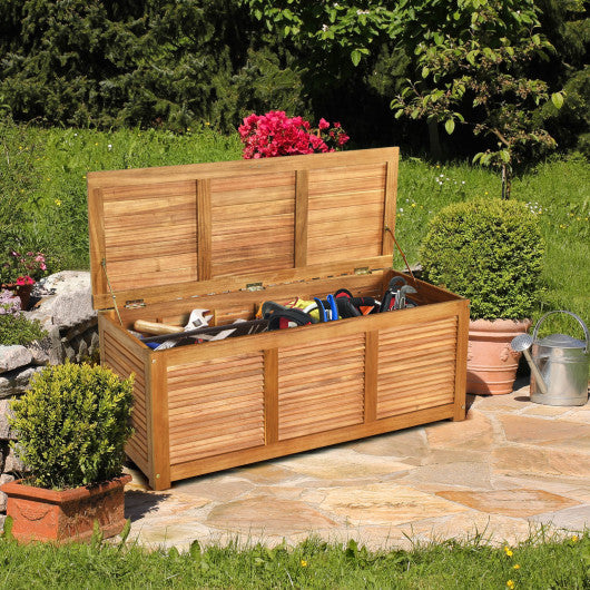 46 Gallon Acacia Wood Storage Bench Box for Patio Garden Deck