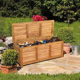 46 Gallon Acacia Wood Storage Bench Box for Patio Garden Deck