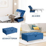 Folding Ottoman Sleeper Bed with Mattress for Guest Bed and Office Nap-Blue
