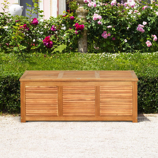 46 Gallon Acacia Wood Storage Bench Box for Patio Garden Deck