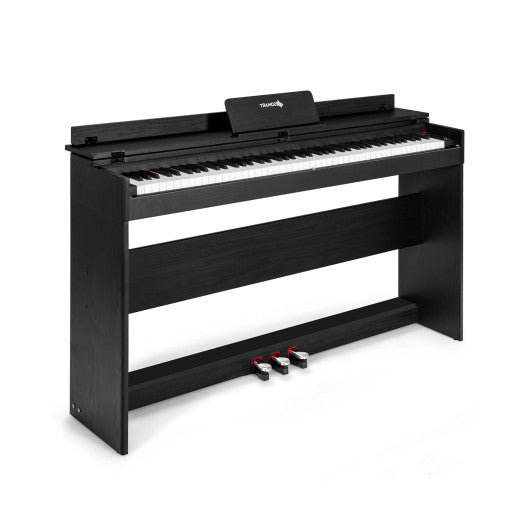 88 Key Full Size Electric Piano Keyboard with Stand 3 Pedals MIDI Function-Black