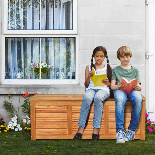 46 Gallon Acacia Wood Storage Bench Box for Patio Garden Deck