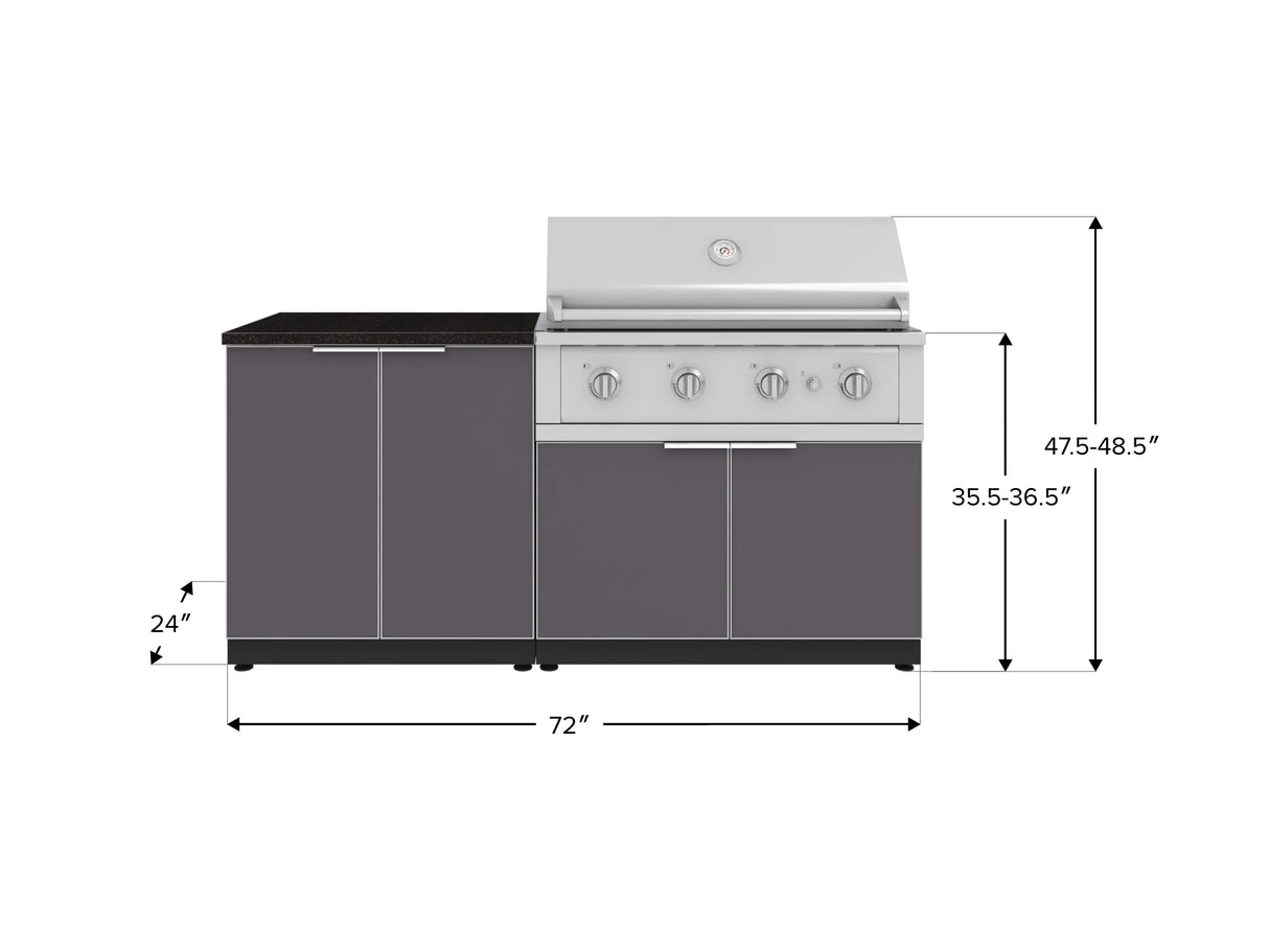 Outdoor Kitchen Aluminum 4 Piece Cabinet Set with 2 Door, Grill Cabinet, Performance Grill and Countertop