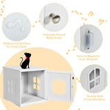 Side Table Nightstand Decorative Cat House-White