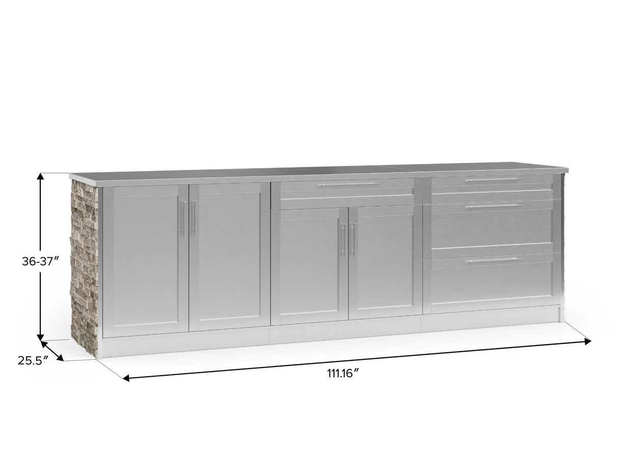 Outdoor Kitchen Signature Series 5 Piece Cabinet Set with 3 Drawer, 2 Door and Bar Cabinet