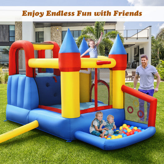 Inflatable Bounce House with Basketball Rim and 780W Blower