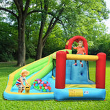 6-in-1 Inflatable Bounce House with Climbing Wall and Basketball Hoop without Blower