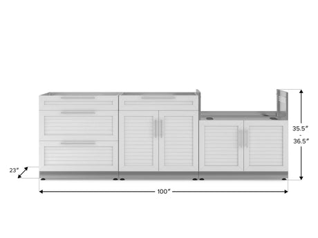 Outdoor Kitchen Stainless Steel 3 Piece Cabinet Set with 3-Drawer, Bar and Grill Cabinet