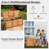 46 Gallon Acacia Wood Storage Bench Box for Patio Garden Deck