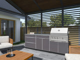 Outdoor Kitchen Aluminum 3 Piece Cabinet Set with Sink, Grill Cabinet and Platinum Grill