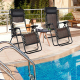 2 Pieces Folding Patio Rattan Zero Gravity Lounge Chair-Light Brown