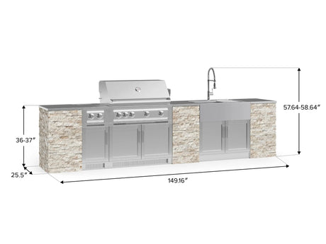 Outdoor Kitchen Signature Series 11 Piece Cabinet Set with Dual Side Burner, Sink, Platinum Grill and Grill Cabinet