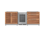 Outdoor Kitchen Stainless Steel 3 Piece Cabinet Set with 3-Drawer, 2-Door Cabinet and Fridge