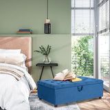 Folding Ottoman Sleeper Bed with Mattress for Guest Bed and Office Nap-Blue