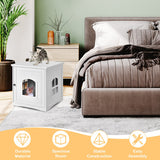 Side Table Nightstand Decorative Cat House-White
