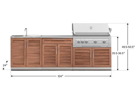 Outdoor Kitchen Stainless-Steel 5 Piece Cabinet Set with Sink, 2-Door with Drawer, Grill Cabinet, Platinum Grill and Countertop