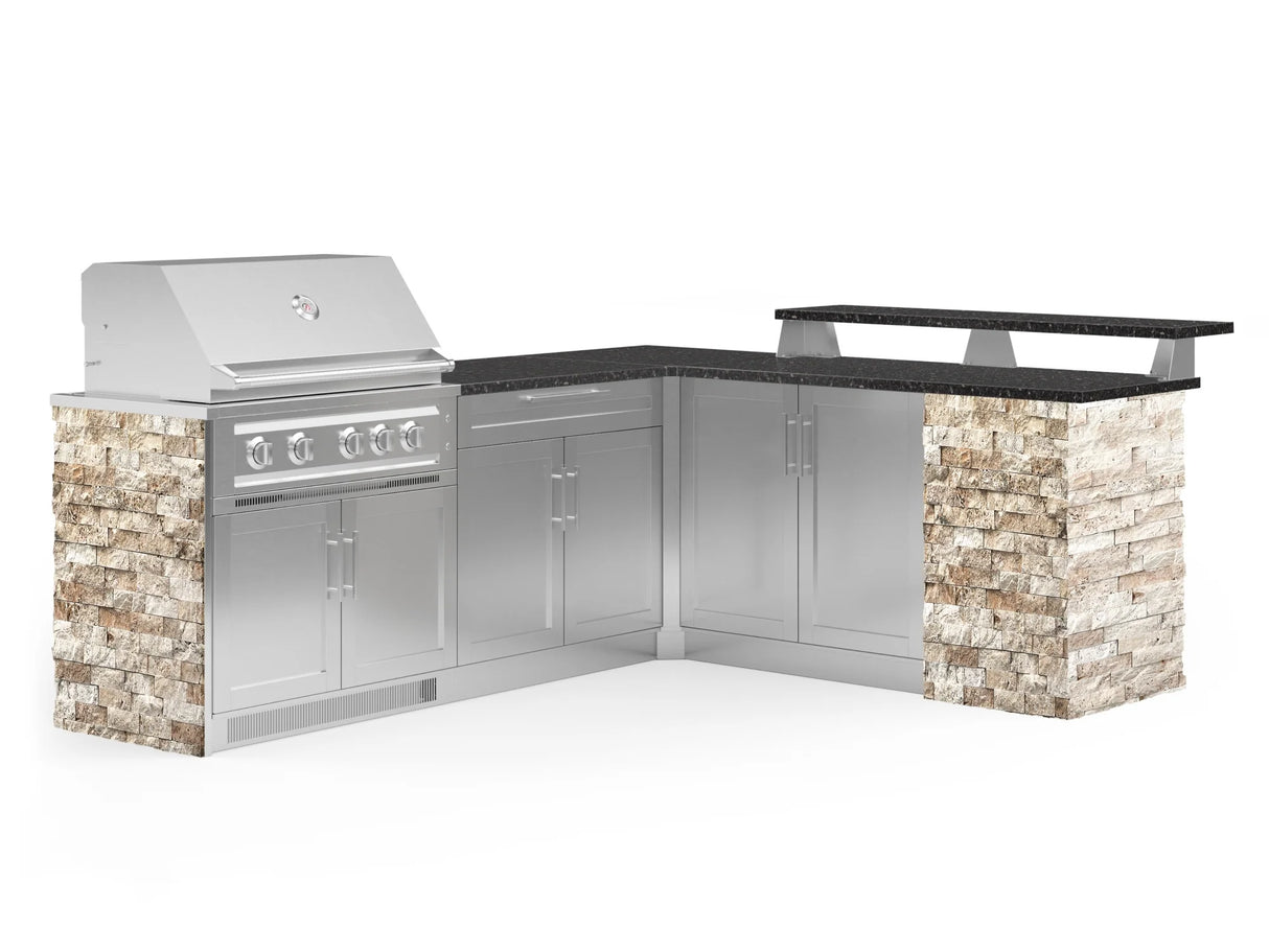 Outdoor Kitchen Signature Series 8 Piece L Shape Cabinet Set with 2 Door, Bar, Platinum Grill and Grill Cabinet