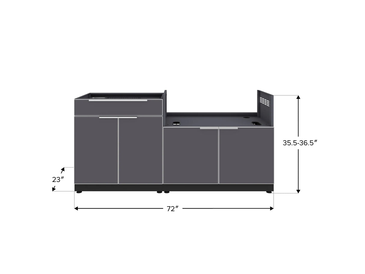 Outdoor Kitchen Aluminum 2 Piece Cabinet Set with Bar and Grill Cabinet