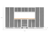 Bold Series 9 Piece Cabinet Set with 2 Base, Tool, Wall Cabinets and 30 In. Lockers
