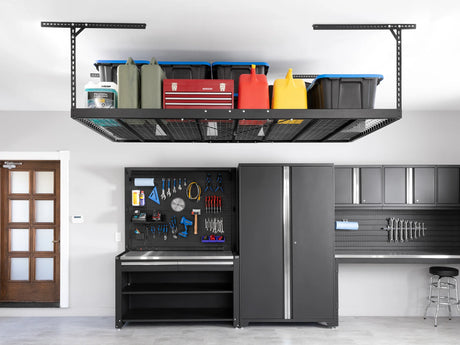 Versarac Pro 4 Ft. X 8 Ft. Height-Adjustable Overhead Rack in Black