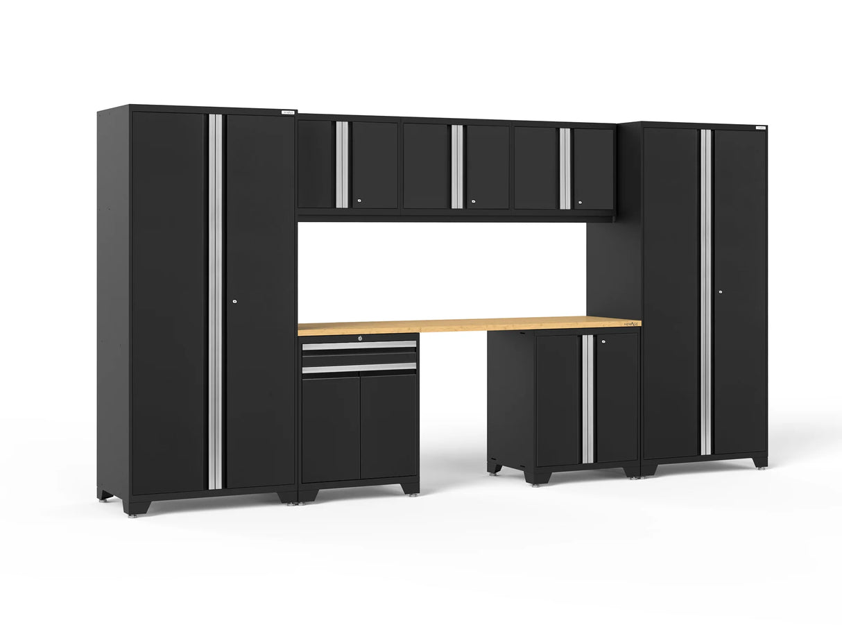 Pro Series 8 Piece Cabinet Set with Wall, Base, Multi-Function Cabinet, Lockers and 84 In. Worktop