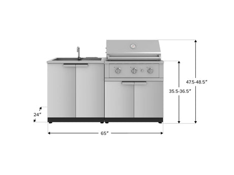 Outdoor Kitchen Stainless Steel 3 Piece Cabinet Set with Sink Cabinet and Performance Gas Grill