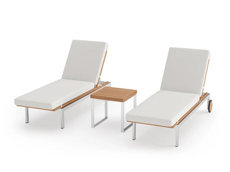 Monterey Teak Chaise Lounge (Set of 2) with Side Table