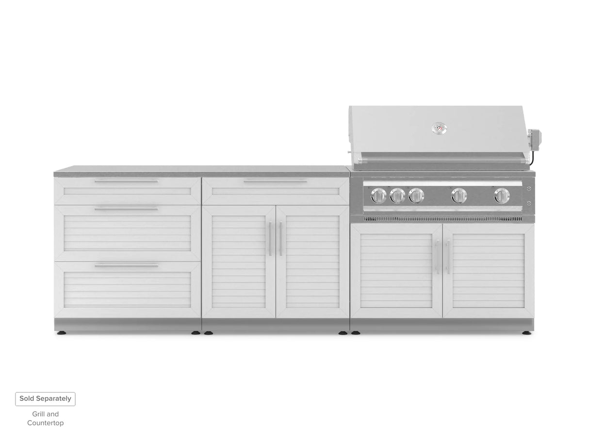 Outdoor Kitchen Stainless Steel 3 Piece Cabinet Set with 3-Drawer, Bar and Grill Cabinet