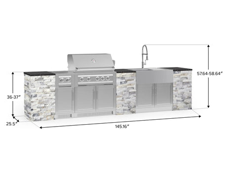 Outdoor Kitchen Signature Series 11 Piece Cabinet Set with Dual Side Burner, Sink, Platinum Grill and Grill Cabinet