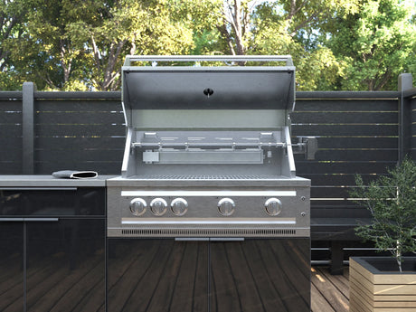 Outdoor Kitchen Aluminum 5 Piece Cabinet Set with Bar, Sink, Grill Cabinet, Platinum Grill, and Countertop