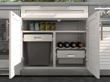 Outdoor Kitchen Stainless-Steel 5 Piece Cabinet Set with with 3-Drawer, Bar, Grill Cabinet, Platinum Grill and Countertop