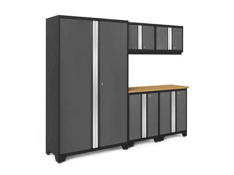 Bold Series 6 Piece Cabinet Set with Base, Wall Cabinets and 48 In. RTA Locker