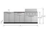 Outdoor Kitchen Stainless-Steel 5 Piece Cabinet Set with Sink, 2-Door with Drawer, Grill Cabinet, Performance Grill and Countertop