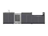 Outdoor Kitchen Aluminum 4 Piece Cabinet Set with Sink, Bar, Grill Cabinet and Fridge