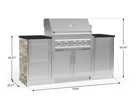 Outdoor Kitchen Signature Series 6 Piece Cabinet Set with Platinum Grill, 3 Drawer, 1 Door and Grill Cabinet