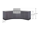 Outdoor Kitchen Aluminum 7 Piece Cabinet Set with 2 Door, Bar, Corner, Grill Cabinet, Performance Grill, and Countertops